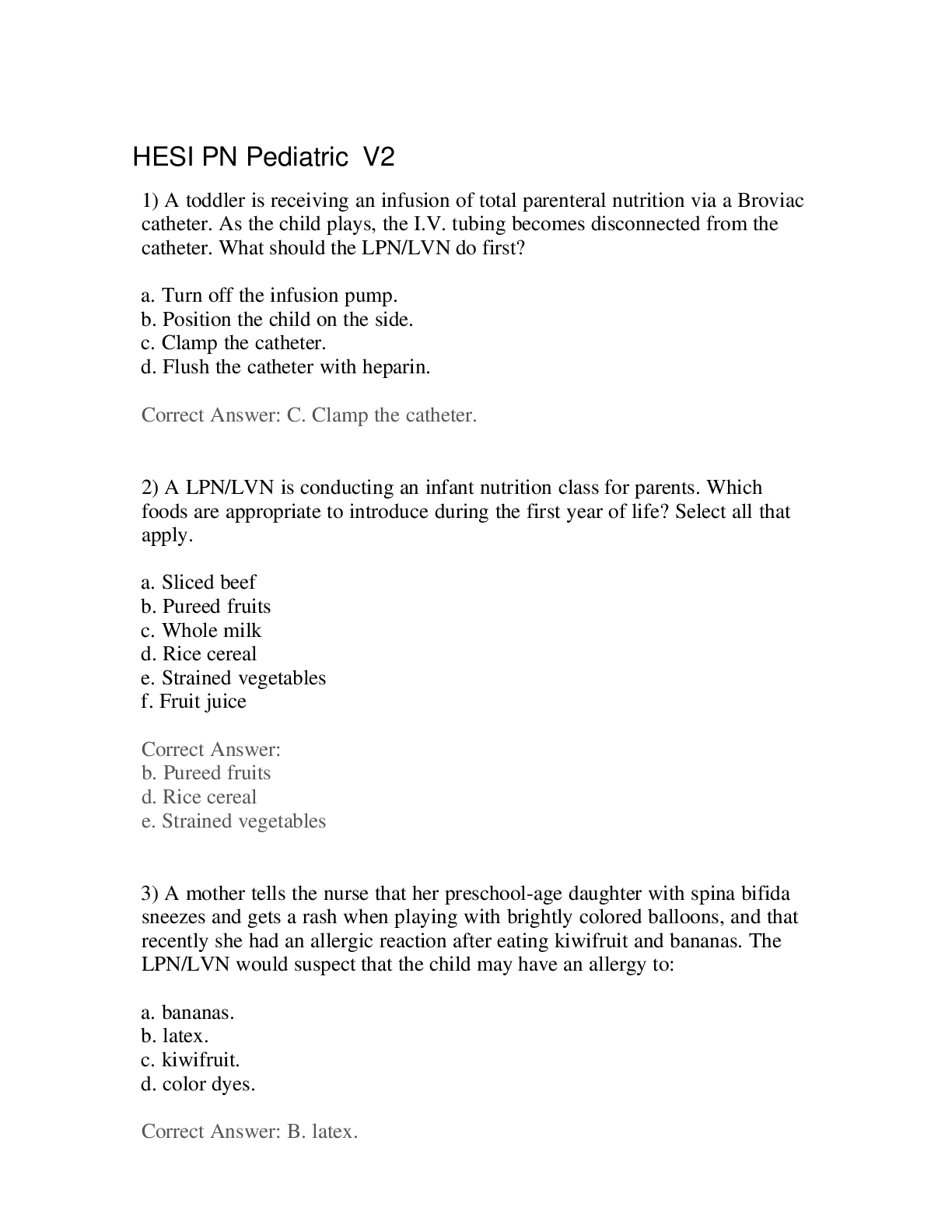 Preview image for HESI PN PEDIATRICS V2